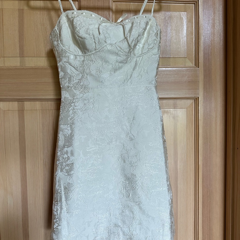 American Threads White Floral Lace Mini Dress